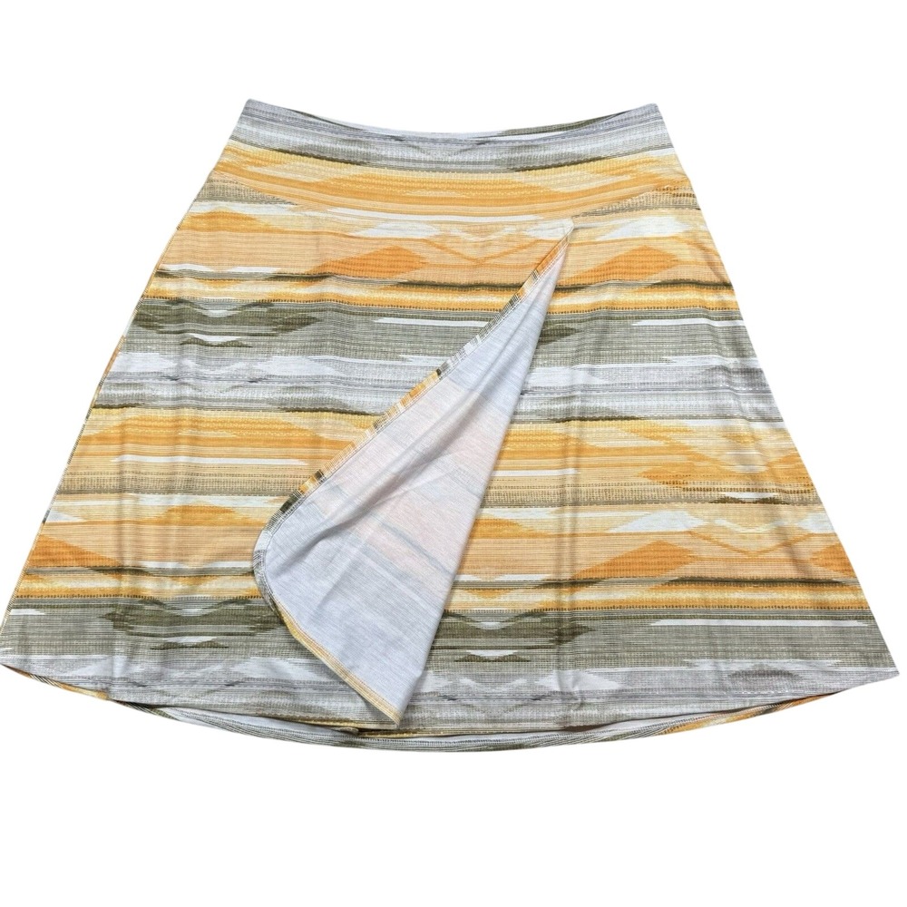 Prana Southwest Sunset Yellow Jersey Stretch Faux Wrap Skirt Women's Medium